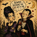 10 x 10 metal Halloween wreath sign featuring a humorous vampire couple with the phrase "Always Sucking the Life Out of Me." Exclusive Trendy Tree Design for Halloween wreaths, grapevine wreaths, or framing. SKU TTE-497.