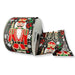 Black linen Christmas ribbon with fancy red green and gold nutcrackers, snowflakes and holiday accents.