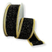 Black velvet wired ribbon with scattered gold sparkle accents and glittering gold edges.