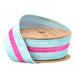 1.5" Blue velvet ribbon with pink center stripe, wired, 10 yard spool.