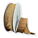 A spool of 7/8" Brown Faux Dupioni Wired Ribbon (10 Yards, 72434-05-38) with a ruffled edge is partially unrolled and displayed against a white background. This elegant ribbon is ideal for craft projects and decorative accents.