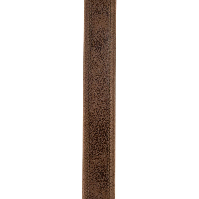 Brown leather-look two-sided wired ribbon with textured finish, 7/8 inch wide by 5 yards, SKU 94631W-092-05D.