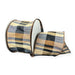2.5-inch brown, tan, and black faux dupioni plaid wired ribbon on a 10-yard roll for fall wreaths, bows, garlands, and seasonal decorating.