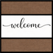 Welcome burlap stripe metal sign with black script lettering for everyday wreath accent, 10 inch square TTE-429