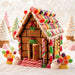 10 x 10 metal Christmas wreath sign featuring a Candyland gingerbread house decorated with colorful candies, peppermint accents, icing, and festive holiday treats. Exclusive Trendy Tree Design for deco mesh wreaths, grapevine wreaths, or framing. SKU TTE-502.