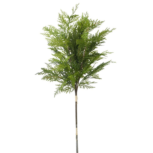 Green cedar greenery bundle with three individual stems, 28 inches.
