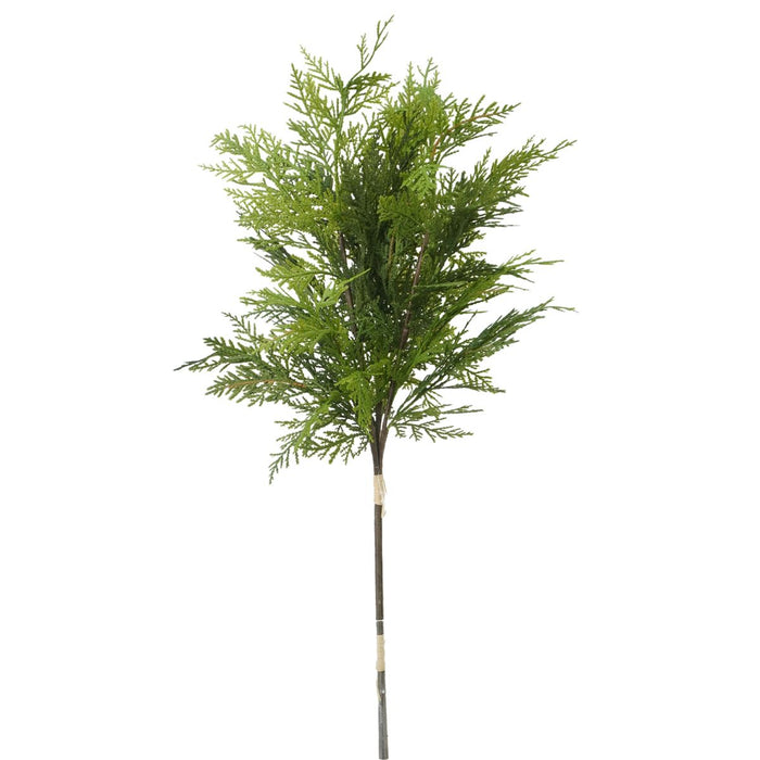 Green cedar greenery bundle with three individual stems, 28 inches.