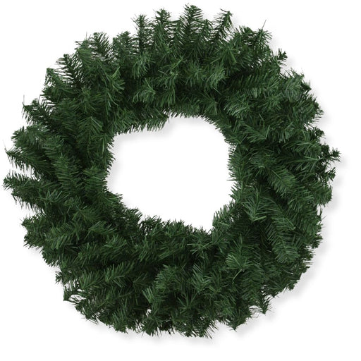 A 24" Green Artificial Pine Wreath (model 82295-GN) with dense, needle-like branches arranged in a circular shape, viewed from above against a white background.