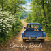10 inch Country Roads blue truck spring metal wreath sign with dogwood tree and greenery for mesh or grapevine wreath accent SKU TTE-426