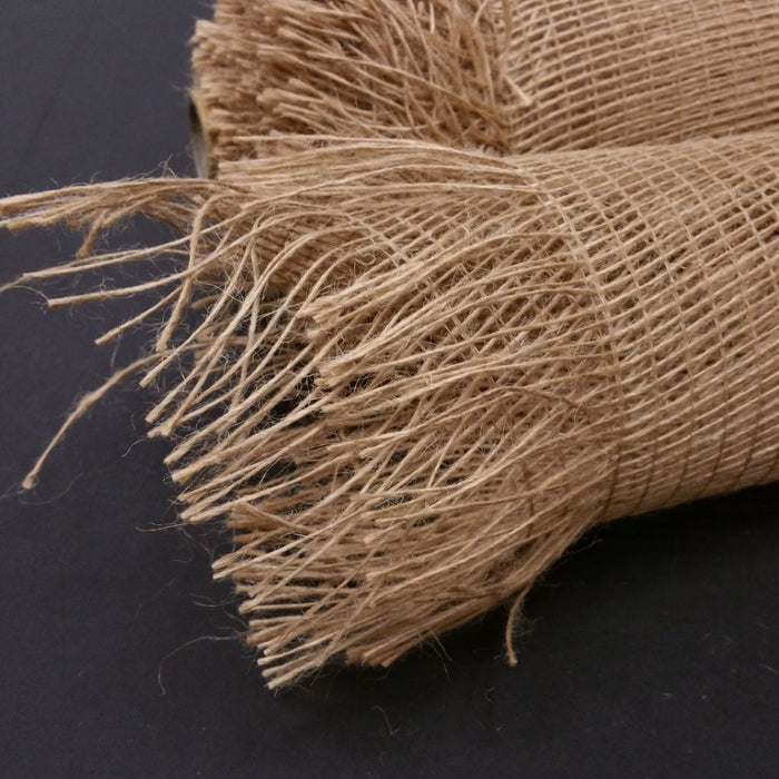 10 inch dark natural frayed edge burlap wreath mesh, 10-yard roll with rustic frayed edges for wreath making, swags, garlands, farmhouse, and seasonal decorating.