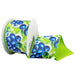 2.5 inch wired double sided ribbon with jumbo blueberries and lime green back for summer wreath making SKU D43607-40-27