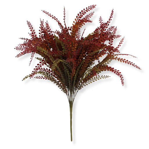 22-inch artificial fern bush with 12 stems featuring realistic fern foliage in warm fall tones for wreaths, centerpieces, and seasonal floral arrangements.