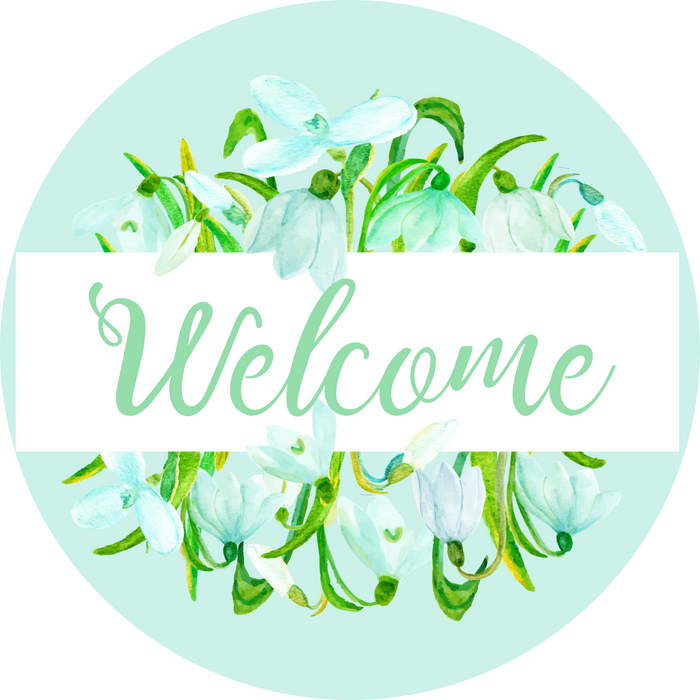 10" Trendy Tree Floral Welcome Round Metal Sign TT-095