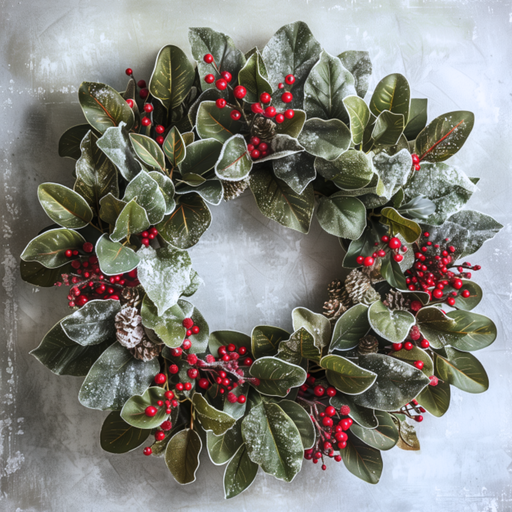10-inch frosted winter berry wreath metal sign with snowy greenery and red berries – Trendy Tree exclusive