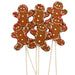 Product 84807Rwg features a gingerbread man cookie on a stick, decorated with white icing and festive red, white, and green sprinkles. It is wrapped in clear plastic and tied with a red ribbon. The item measures 12" by 3.5.