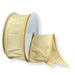 A partially unrolled spool of 1.5" Gold Faux Dupioni Wired Ribbon (72434-09-15), featuring a shiny gold dupioni-style finish and a sturdy wired edge, displayed against a white background—ideal for wreaths or decorative accents.