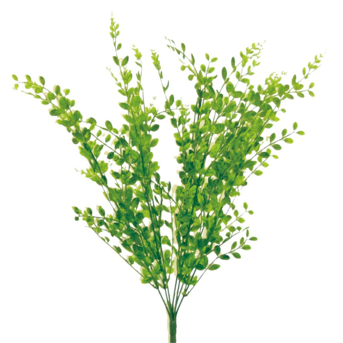 The 22 Inch Green Plastic Boxwood Bush – 13137GN features small, oval leaves fanning out—perfect greenery for wreath making or decor.