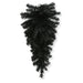 The 24" Black Artificial Pine Teardrop Swag 82298-BK features an elegant upside-down cone arrangement of dark pine branches, creating a striking gothic accent that stands out beautifully against a white background—ideal for adding dramatic Halloween or moody decor to your space.