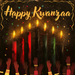 10-inch metal Kwanzaa sign featuring glowing red, black, and green candles with raised hands in celebration and gold “Happy Kwanzaa” text on a dark textured background.