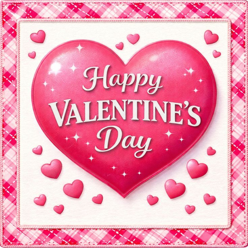 Happy Valentine’s Day heart metal sign for wreath making, 10x10 square metal sign with pink heart and plaid border, perfect as a mesh or grapevine wreath accent for Valentine decor