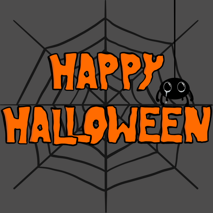 10" Trendy Tree Happy Halloween Spider Web Square Metal Sign TT-160