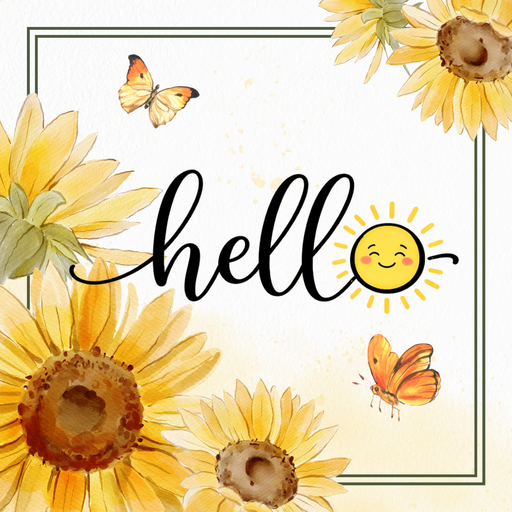Hello sunshine sunflower metal sign with smiling sun and watercolor sunflowers for wreath accent, 10 inch square TTE-430
