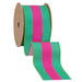 2.5" x 10 yards hot pink and green stripe Dupioni, double sided ribbon with pink backing. Wired. 8217W-175-63E