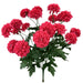 Hot pink mini zinnia artificial bush with clustered blooms and green foliage, 17 inch floral stem SKU 64016HTPK