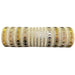 An Ivory Gold Silver Ombre Mesh roll, measuring 10 inches by 10 yards (XB266410-14), featuring alternating gold, silver, and black metallic rectangular patterns in horizontal rows reminiscent of sophisticated mesh detailing.
