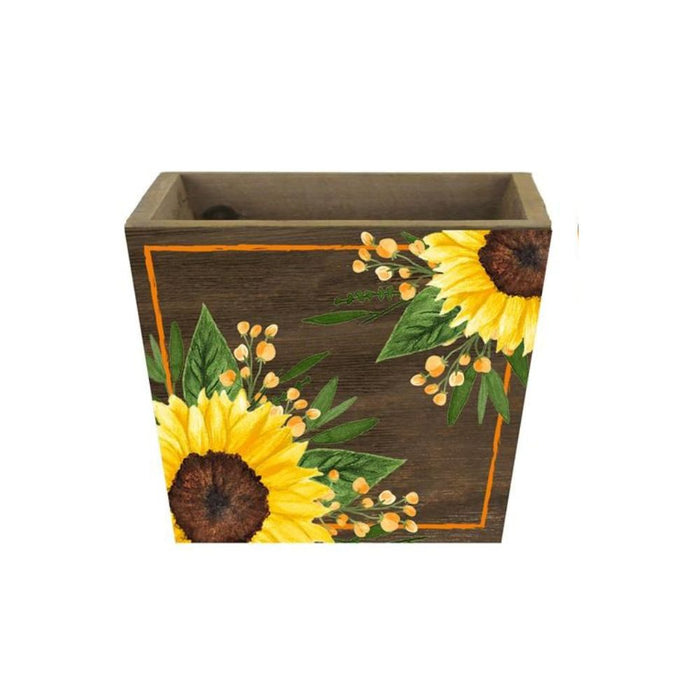 2 Asst 5.75"Sqx4.25"H Sunflower Planter Yellow/Moss/Brown/Orange KM1138