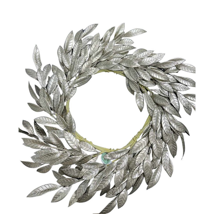 24" Glitter Laurel Leaf Wreath Champagne MTX71294