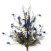 A 24" Royal Blue Lavender Berry Spray Artificial Floral Stem (63048-ROBL), featuring vibrant blue blossoms and green foliage arranged in a fan shape, is perfect for enhancing floral arrangements or wreaths.