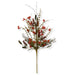 The 24" Orange Lavender Berry Spray Artificial Floral Stem (63048-OR) displays a vibrant mix of red, orange, and green flowers and leaves, artfully arranged with delicate branches and assorted foliage—an ideal choice for fall décor and elegantly showcased against a white background.