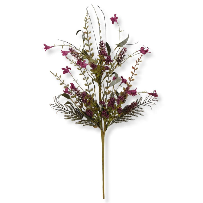 24-inch artificial purple lavender berry spray with purple berry clusters, lavender blooms, mixed greenery, and natural accents for wreaths, centerpieces, and floral arrangements.