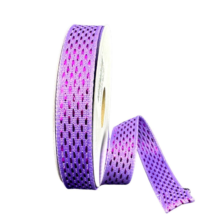 Lavender iridescent metallic dash weave wired ribbon 5/8 inch 25 yard roll for wreath making and DIY crafts SKU 47508-03-11