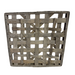 The 16 Gray Wash Woven Frame Square M10537 is a rustic wooden basket with an open-weave pattern and weathered gray finish, viewed from above on a white background.