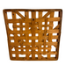 The 16 Brown Wash Woven Frame Square M10557 is a square wooden basket tray featuring a sturdy brown frame and a woven lattice pattern of flat, overlapping wooden strips, displayed against a white background.
