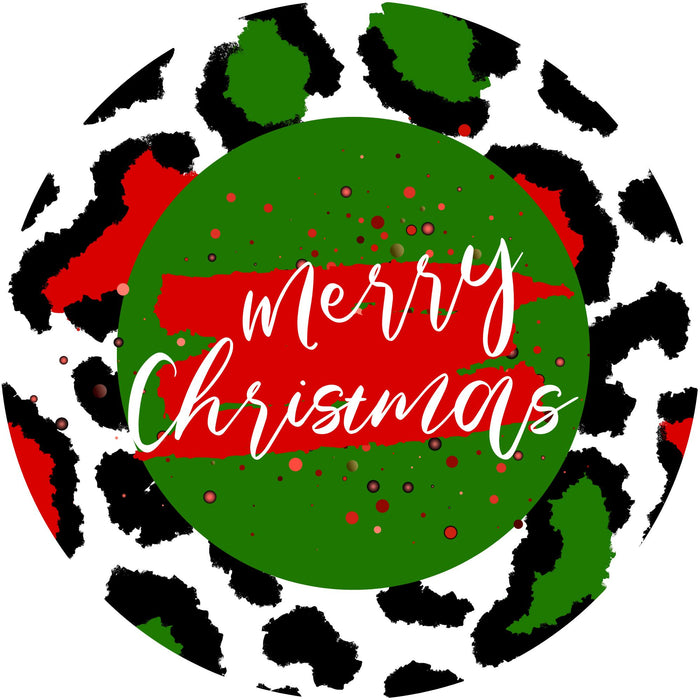 10" Trendy Tree Leopard Merry Christmas Round Metal Sign TT-046