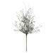 The 24" Mixed Christmas Spray Silver (63526-Silver) features artificial white flowers, small leaves, and delicate branches on a single brown stem with frosted foliage, making it the perfect silver holiday accent for festive arrangements; isolated on a white background.