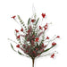 A 24" Mixed Christmas Spray (63526-Frosted Red) featuring artificial red blossoms and green leaves on brown stems, accented with frosted red berries in a festive holiday style, displayed against a white background.