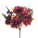 Burgundy mum and sunflower fall floral bush with autumn leaves and 10 stems, 14 inches.