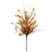 24-inch mixed Halloween spray with yellow flowers, orange foliage, white berry clusters, and twig accents in candy corn colors.