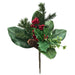 Christmas greenery spray with magnolia leaves, pine, holly, red berries and pinecones, 16.5 inches.