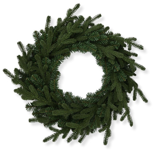 24-inch mixed soft touch evergreen wreath base with realistic artificial evergreen branches for Christmas wreath making.