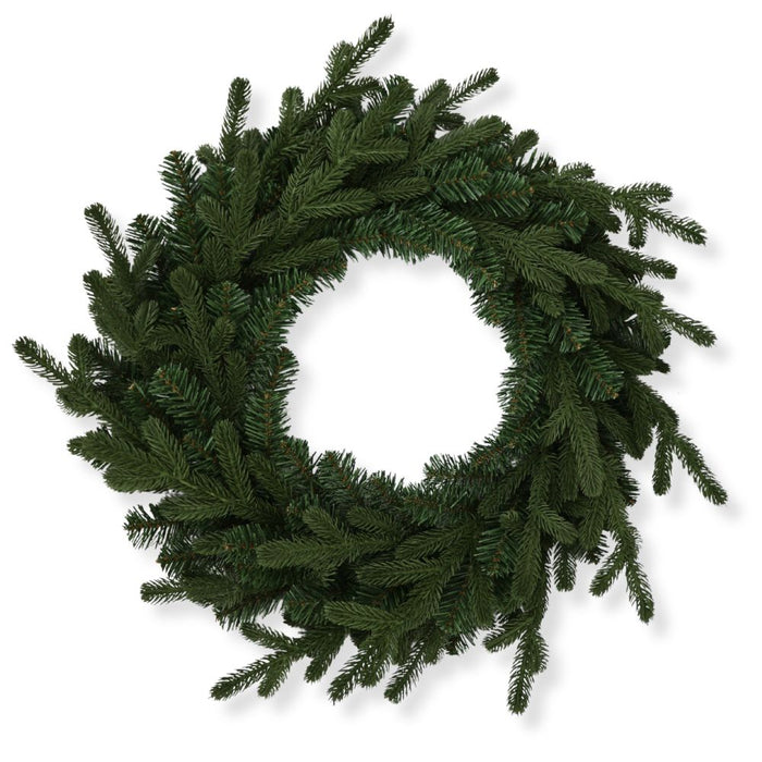 24-inch mixed soft touch evergreen wreath base with realistic artificial evergreen branches for Christmas wreath making.