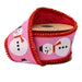 Modern Snowman Pink Wired Dupioni Ribbon with Red Pom Pom Edge 2.5″ x 10 Yards 9735W-250-63E, a spool of pink Dupioni ribbon featuring a snowman pattern with a red pom-pom edge.
