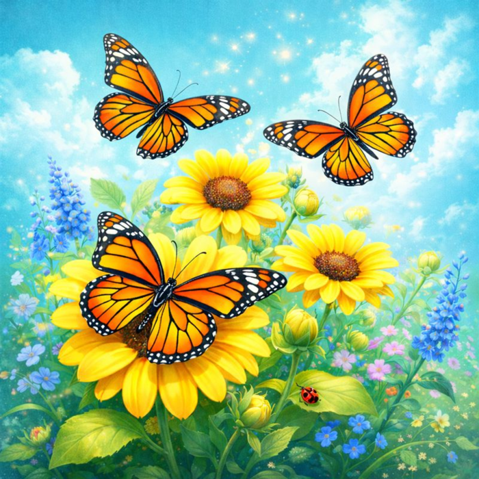 Monarch butterfly sunflower metal sign for wreath making, 10x10 square metal sign with orange butterflies and yellow sunflowers, perfect as a mesh or grapevine wreath accent for spring and summer decor