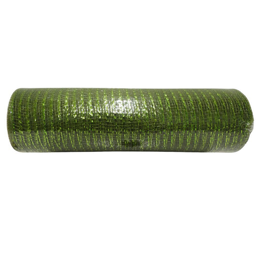 10 inch moss green metallic wreath mesh, 10-yard roll for wreath making, swags, garlands, Christmas, woodland, spring, and everyday decorating.