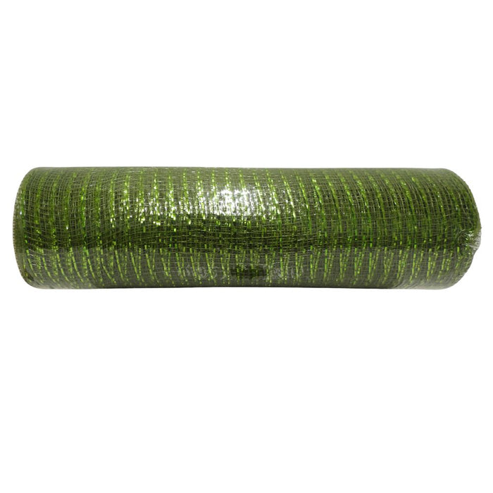 10 inch moss green metallic wreath mesh, 10-yard roll for wreath making, swags, garlands, Christmas, woodland, spring, and everyday decorating.