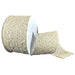 4 inch wired natural linen ribbon with scalloped open weave overlay for wreath making and farmhouse decor SKU 42651-40-14